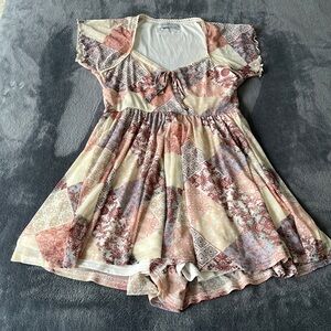 NWOT Urban Outfitters Patchwork Mesh Romper